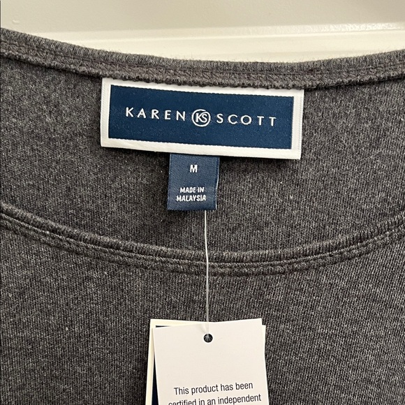 Karen Scott Charcoal Heather Top - Picture 2 of 3